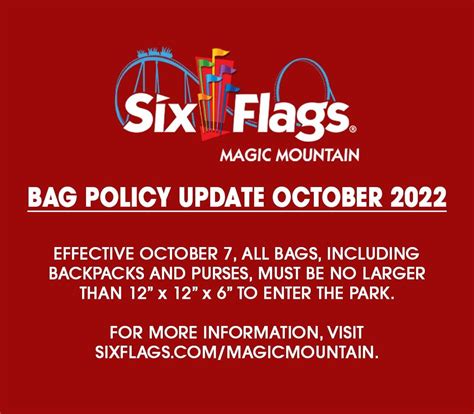 Magic springs bag policy